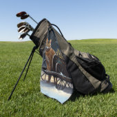 アビシニアン雪そりに乗るクリスマスデコール ゴルフタオル (グリーン)