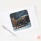 アビシニアン雪そりに乗るクリスマスデコール スクエアシール (封筒)