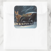 アビシニアン雪そりに乗るクリスマスデコール スクエアシール (バッグ)