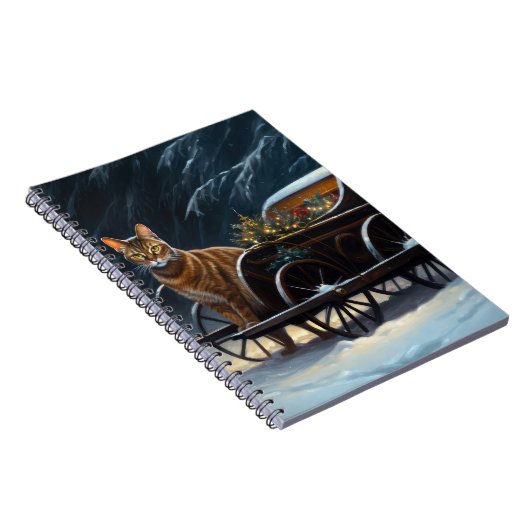 アビシニアン雪そりに乗るクリスマスデコール ノートブック (右側)