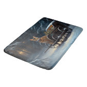 アビシニアン雪そりに乗るクリスマスデコール バスマット (アングル)