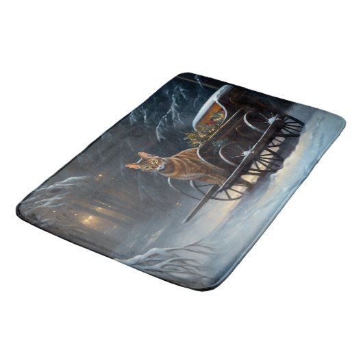 アビシニアン雪そりに乗るクリスマスデコール バスマット (アングル)