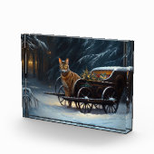 アビシニアン雪そりに乗るクリスマスデコール フォトブロック (右)