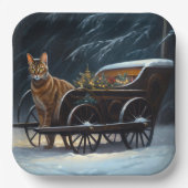 アビシニアン雪そりに乗るクリスマスデコール ペーパープレート (正面)