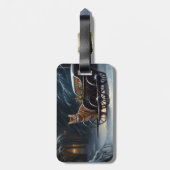 アビシニアン雪そりに乗るクリスマスデコール ラゲッジタグ (裏面縦)