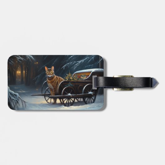 アビシニアン雪そりに乗るクリスマスデコール ラゲッジタグ (裏面横)