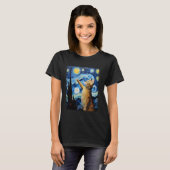 アビシニアン・オレンジキャットスター絵を描リーナイト Tシャツ (正面フル)