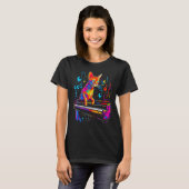 アビシニアン・キャット・ピアノ Tシャツ (正面フル)