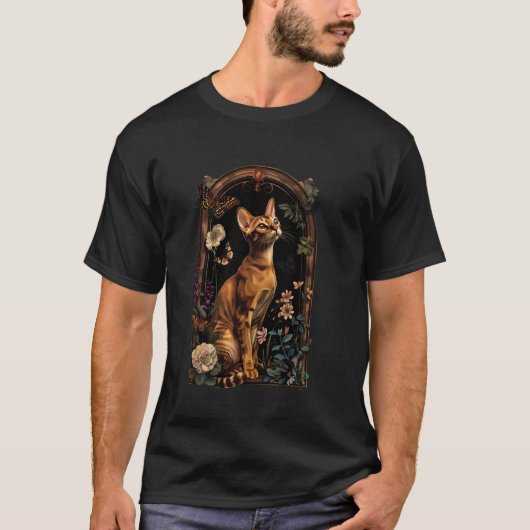 アビシニアン+キャット+フラワー Tシャツ (正面)