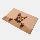 アビシニアン+キャット+玄関マット+アート ドアマット (アングル)