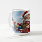 アビシニアン+猫のそりで雪を降らせて クリスマス コーヒーマグカップ (正面左)