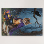 アビシニアン+猫+の+ウィスキカルなハロウィン絵画 ジグソーパズル (横)