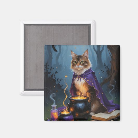 アビシニアン+猫+ウィスキカルなハロウィンの絵画 マグネット (正面/裏面)