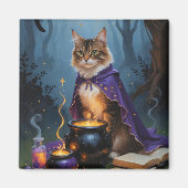 アビシニアン+猫+ウィスキカルなハロウィンの絵画 マグネット (正面)