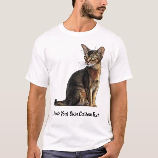 アビシニアン+猫+カスタムテキスト Tシャツ (正面)