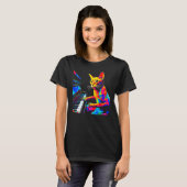 アビシニアン 猫 ピアニスト Tシャツ (正面フル)