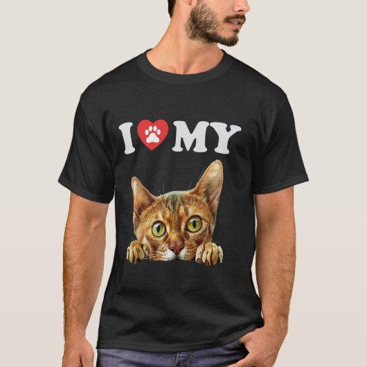 アビシニアン+猫+愛してる+可愛い+猫好き+ママ Tシャツ (正面)