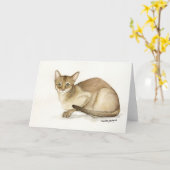 "アビシニア猫"の芸術の再生の挨拶状 カード (黄色い花)