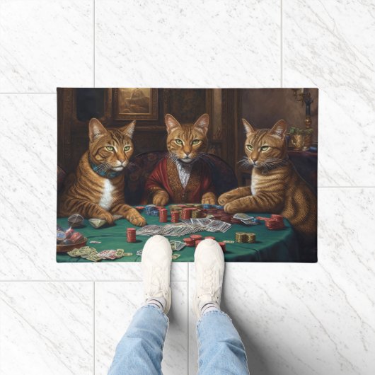 アビシ遊ニアン猫トランプのポーカーアート ドアマット (室内)