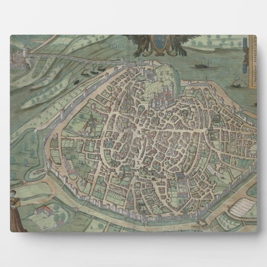 アビニョンの地図, 'Civitates Orbis Terrarum'より フォトプラーク (正面)