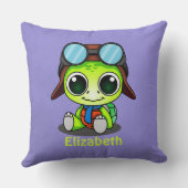 アビパーソナライズされたエーターハットのかわいいチビ(小さくかわいく書いた感じ)ウミガメ クッション (裏面)