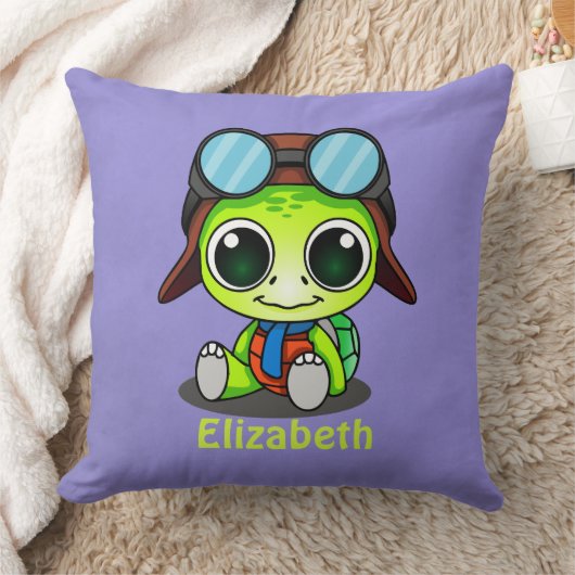 アビパーソナライズされたエーターハットのかわいいチビ(小さくかわいく書いた感じ)ウミガメ クッション (ブランケット)