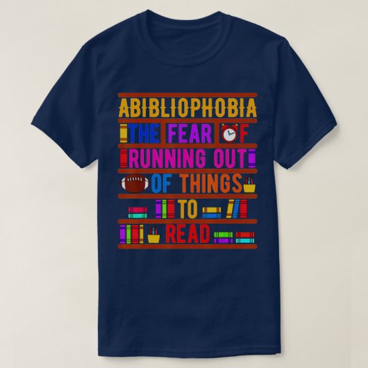 アビフォビア書誌マニア恐怖読書誌愛好家ボー Tシャツ (デザイン正面)