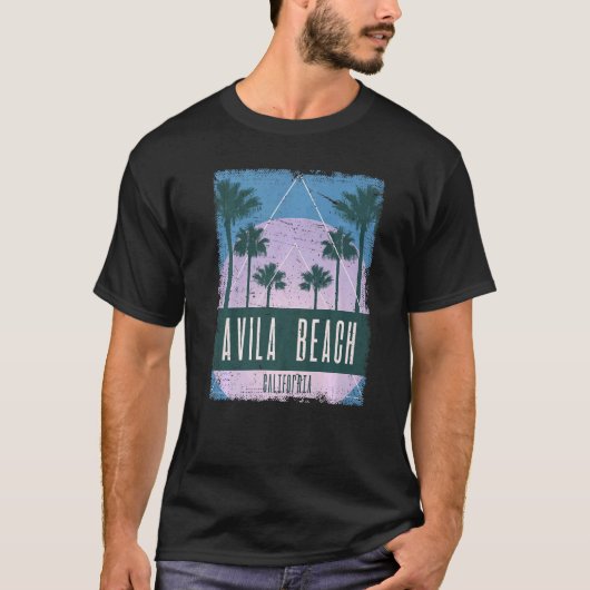 アビラビーチカリフォルニアCAヴィンテージVaporwaveレトロ Tシャツ (正面)