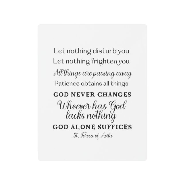 アビラ引用文メタルウォールアートプリントの聖テレサ メタルプリント (正面)