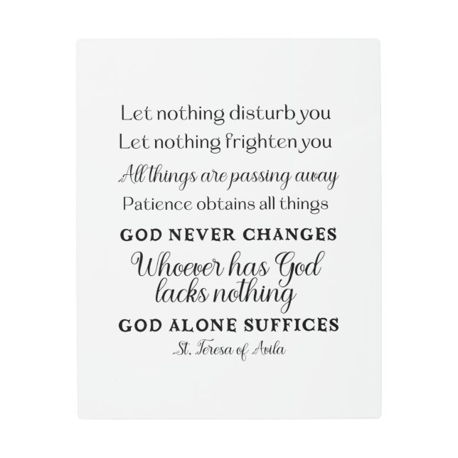 アビラ引用文メタルウォールアートプリントの聖テレサ メタルプリント (正面)