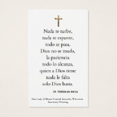 アビラ·カトリック·ナンの聖テレサスペインの祈りの言葉 (裏面)