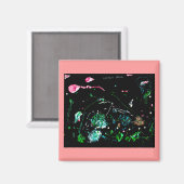 アビーの抽象芸術のパフ絵を描マゲ マグネット (正面/裏面)