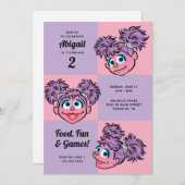 アビーカダビー |ピンク&パープルガールズ誕生日 招待状 (正面/裏面)