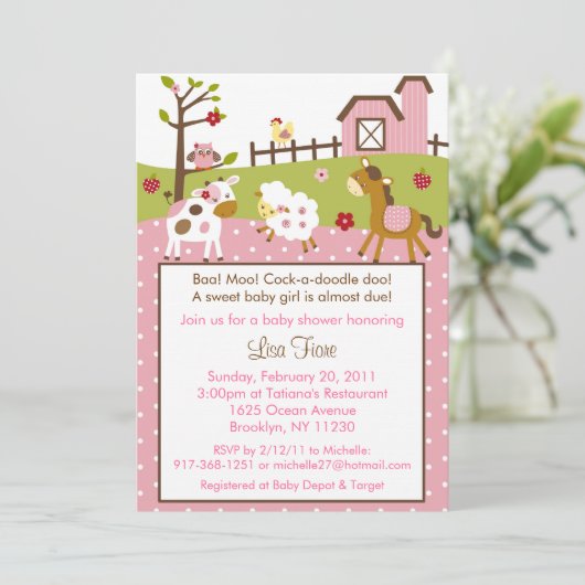 アビーズファームアニマルベビーシャワー招待状 招待状 (スタンド正面)
