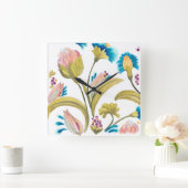 アビーフローラタイル – 春の花 スクエア壁時計 (ホーム)