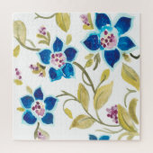 アビーフローラタイル – 青開花 ジグソーパズル (縦)