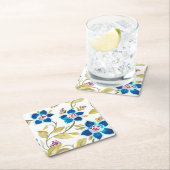 アビーフローラタイル – 青開花 スクエアペーパーコースター (インサイチュ)