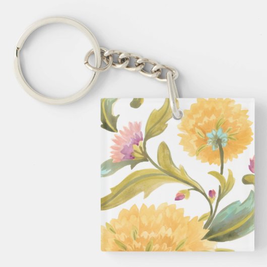 アビーフローラタイル – 黄色の花 キーホルダー (正面)