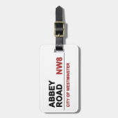 アビーロードロンドンイングランド – ヴィンテージ ラゲッジタグ (正面縦)