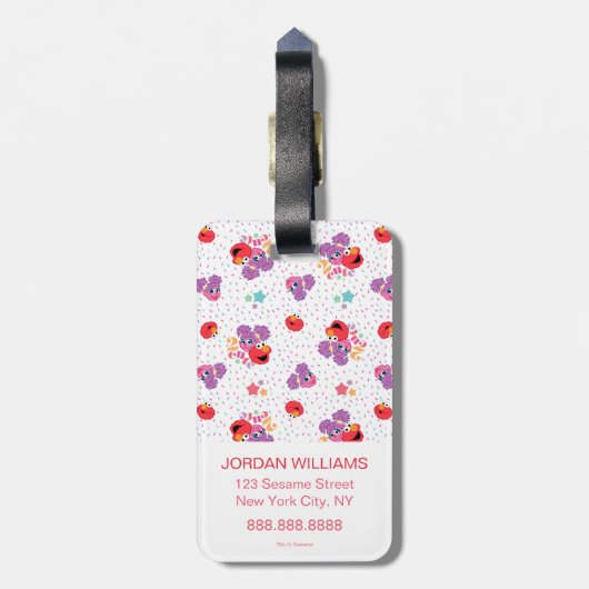 アビー&エルモ2かわいい柄 ラゲッジタグ (裏面縦)