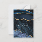 アビー ブルー ゴールド ベビー シャワー 招待状 テンプレート (裏面)