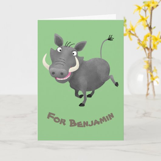 アフおもしろいリカのワーソグ豚漫画イラストレーション カード (黄色い花)