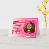 アフかわいらしリカ系アメリカ人ガール誕生日 カード (黄色い花)