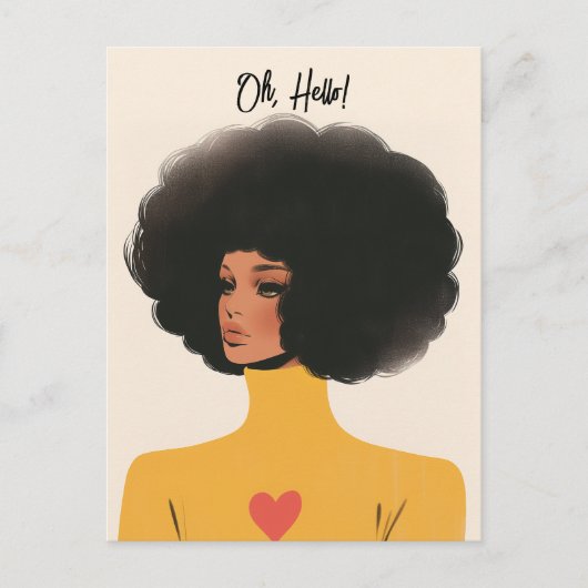 アフかわいらしロとハートセーターを着た女性 ポストカード (正面)