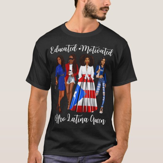アフインスパイアロラテンアメリカ系女性クイーンプエルトリカ女性リ Tシャツ (正面)