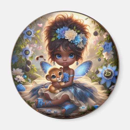 アフェアリーと彼女のライオンのカッブブルー マグネット (正面)