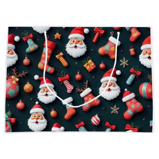 アフェスティバルタペストリーサンタとクリスマス応援 ラージペーパーバッグ (正面)