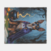 アフェンピンシェお洒落ードグハロウィン絵を描ズ フリースブランケット (正面(横))