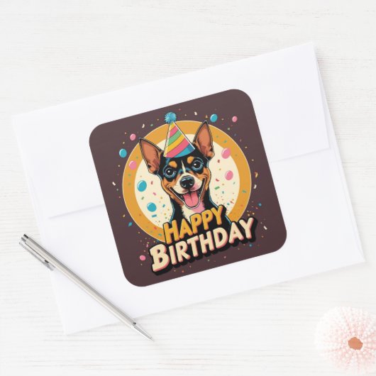 アフェンピンシェカラフルー犬 スクエアシール (封筒)