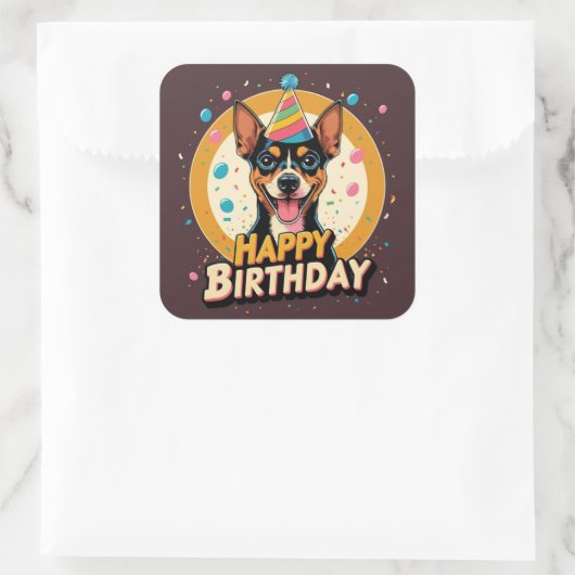 アフェンピンシェカラフルー犬 スクエアシール (バッグ)